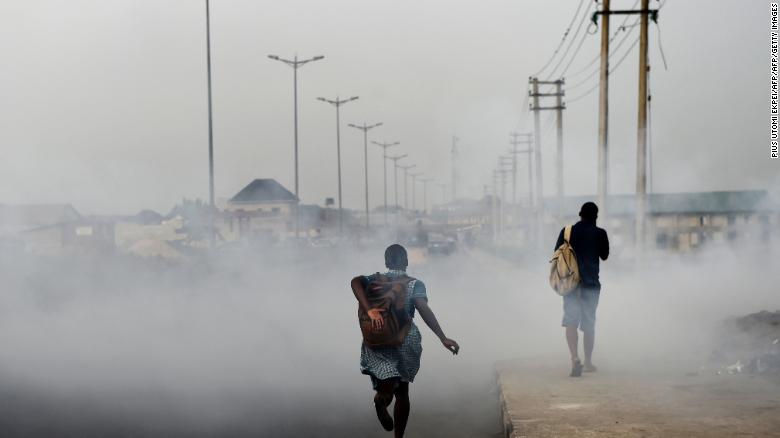 Nigerian city covered in soot Nigeria pollution air pollution