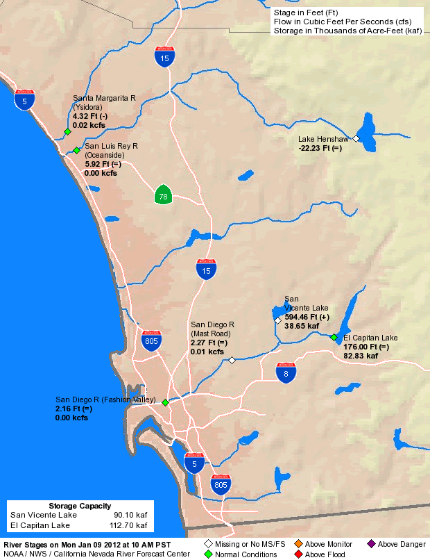 River and Reservoir map for San Diego | SimCenter | www.WRSC.org ...